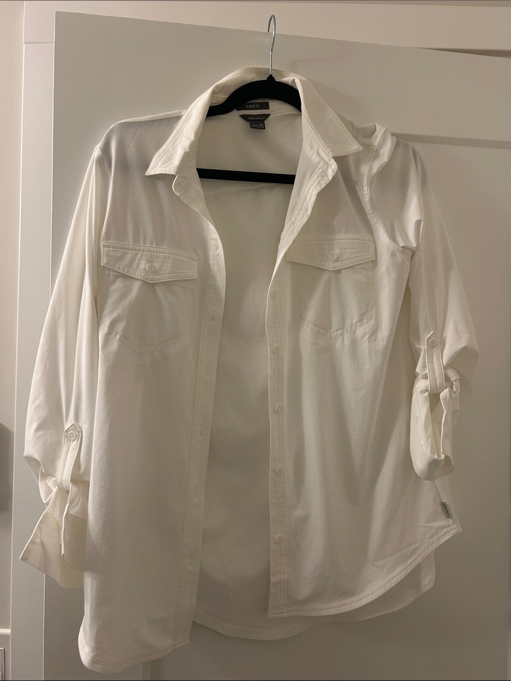 Eddie Bauer White Button-Up Utility Shirt